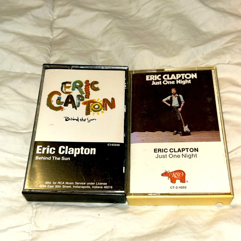 Lot Of 2 Eric Clapton Cassette Tapes: Behind The Sun & Just One Night